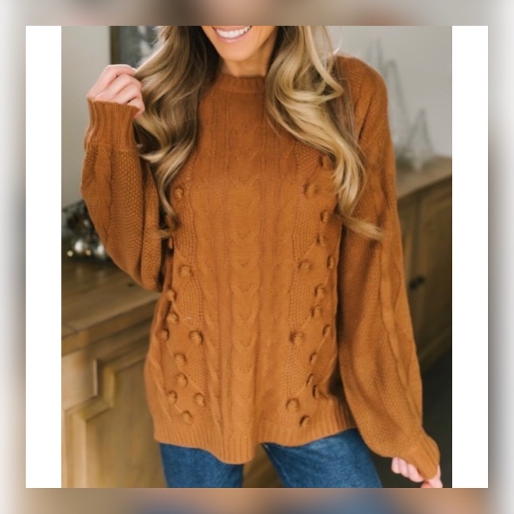 Brown Pom sweater